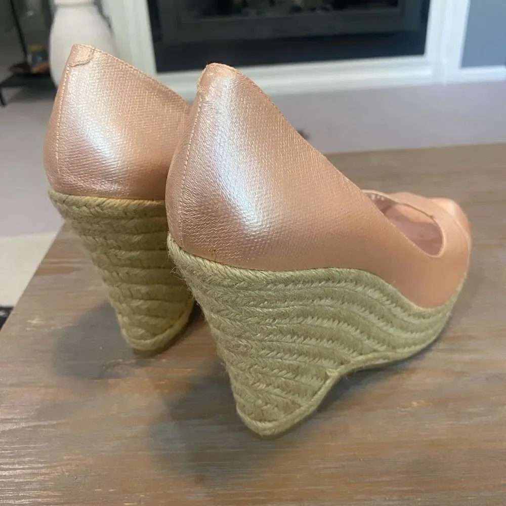 BCBGeneration Metallic Pink Wedges Size 8.5
